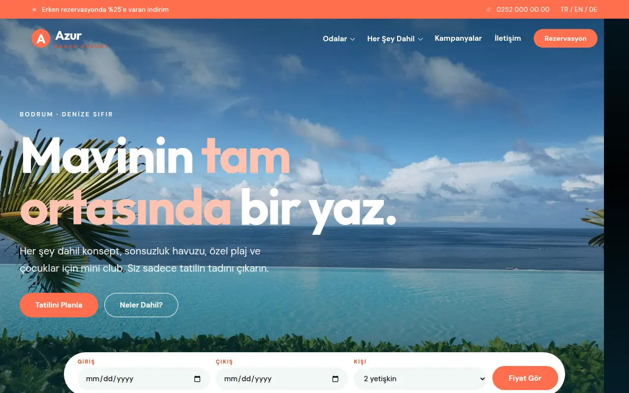 Butik Şehir Oteli Web Sitesi — Azur Beach Resort